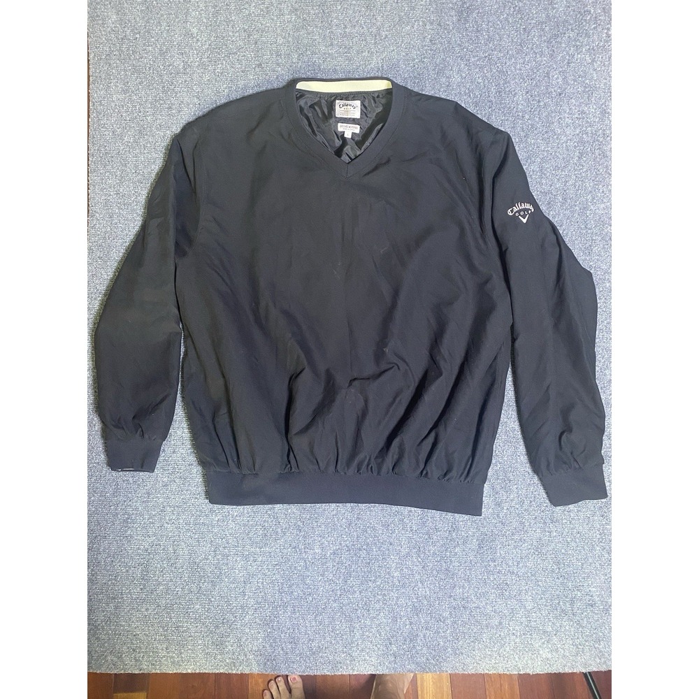 Callaway Golf Men's Black BrushedMicrofiber Pullover Windbreaker V-Neck Jacket L